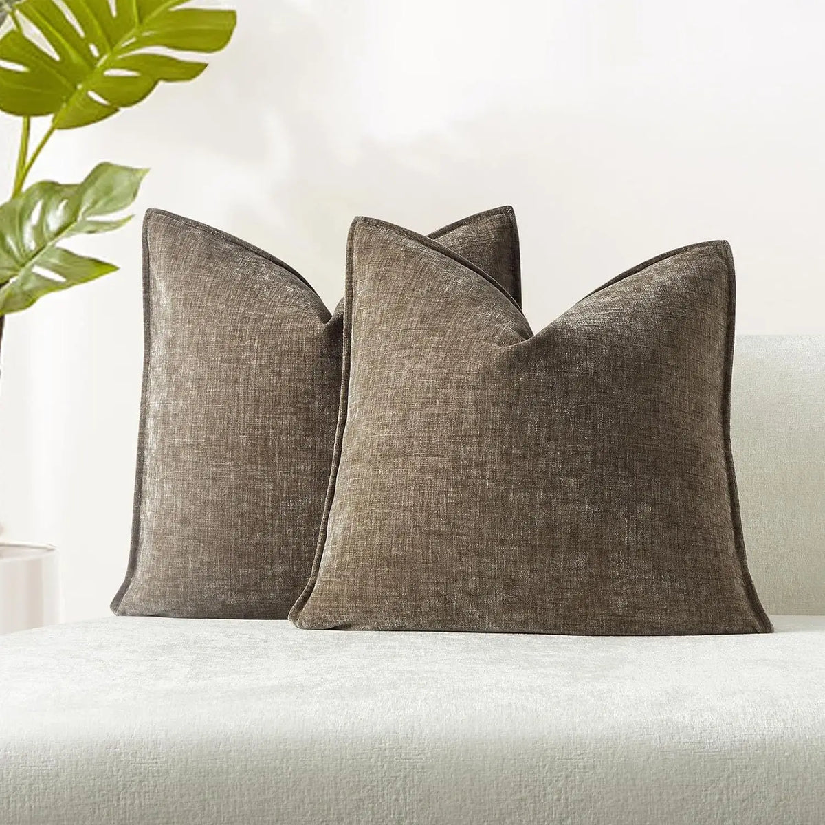Solid Chenille Throw Pillow Cover — styling detail