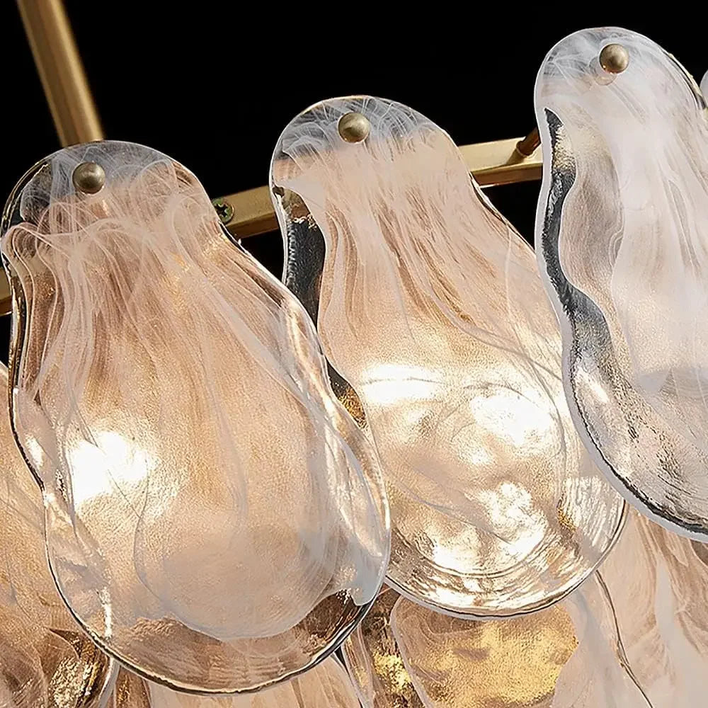 Multilayer crystal chandelier at 31.5 in (80 cm) in golden aluminum
