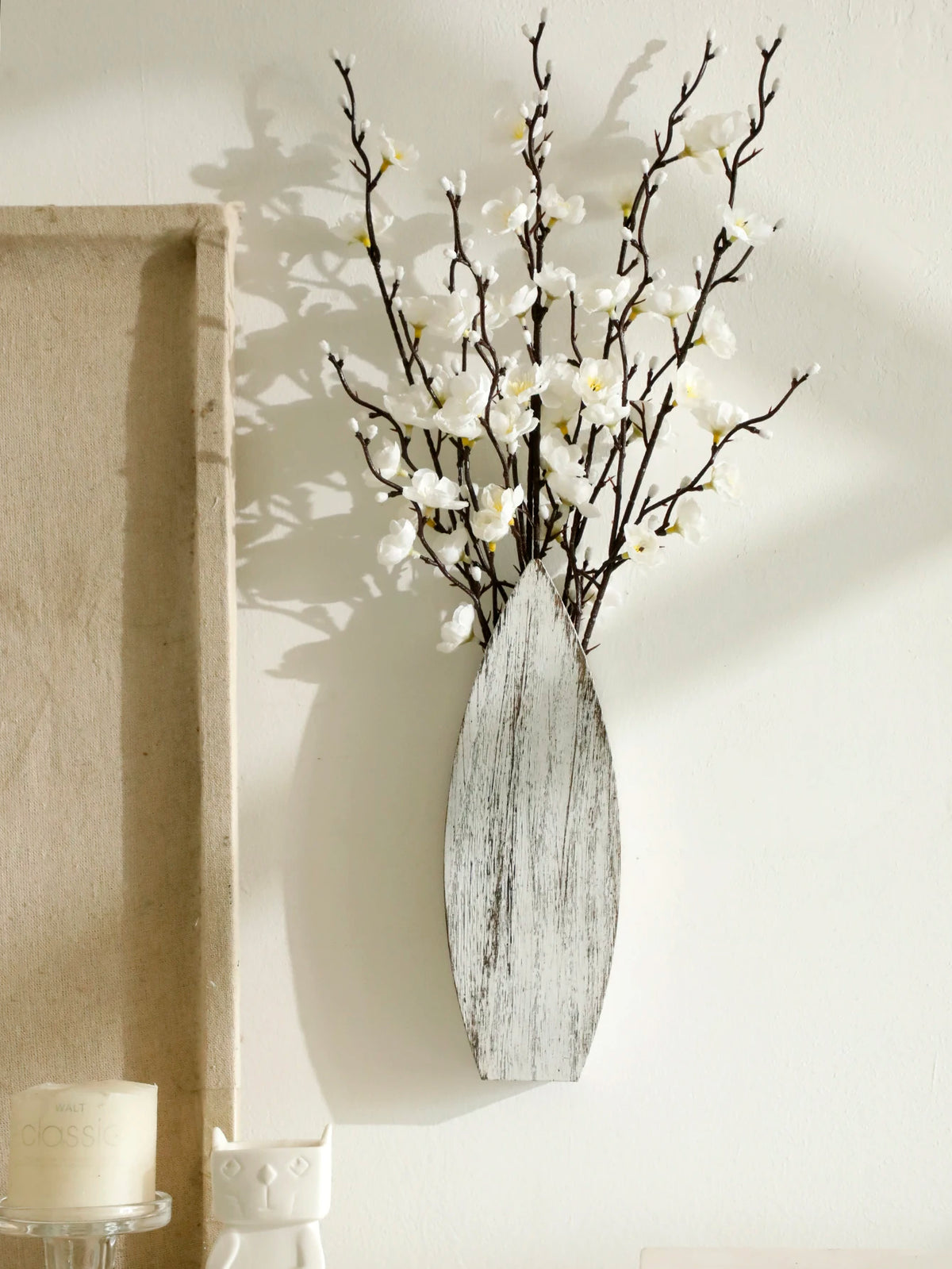 Nautical wooden vase whale tail coastal boho dried flower