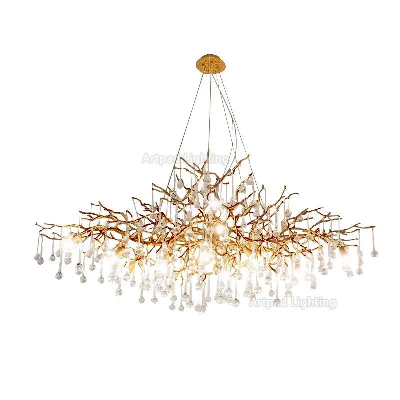Branch crystal chandelier, 47.2 inches wide, on semi-flush mounting