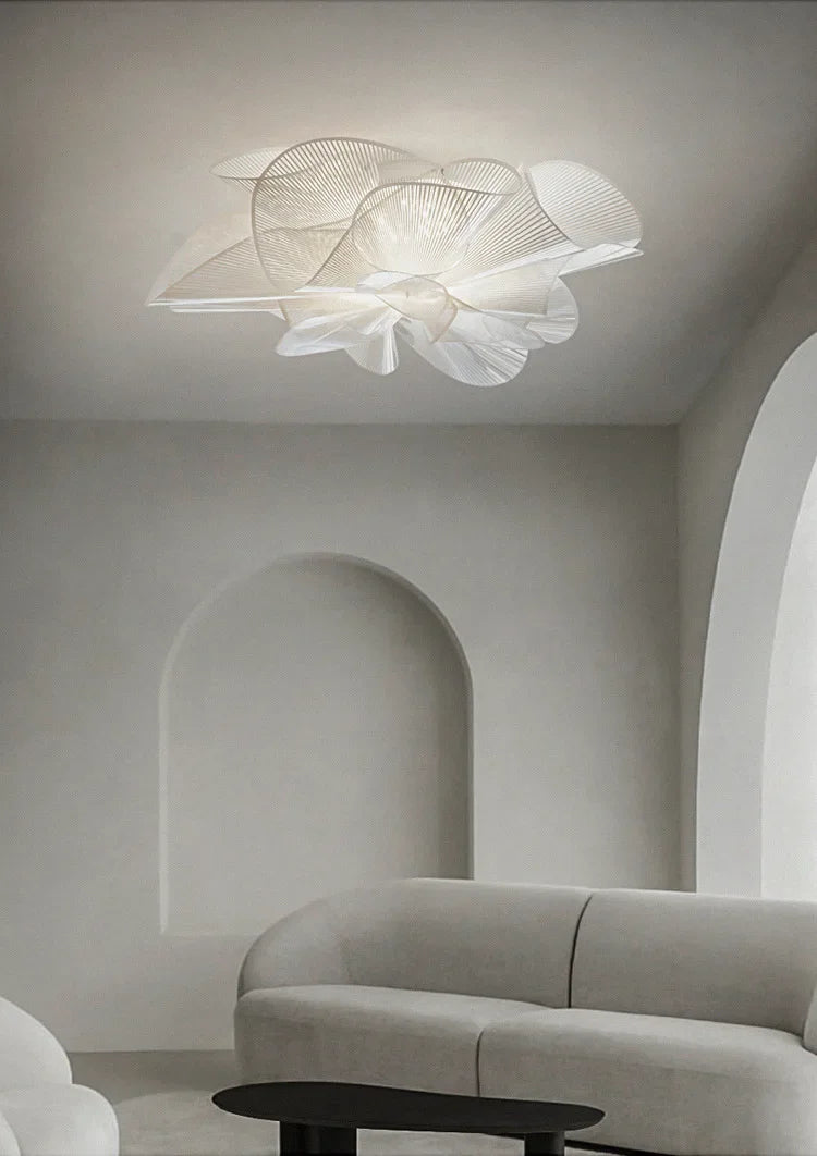 Black PVC petal chandelier on a polished steel fitting, 90 to 260V