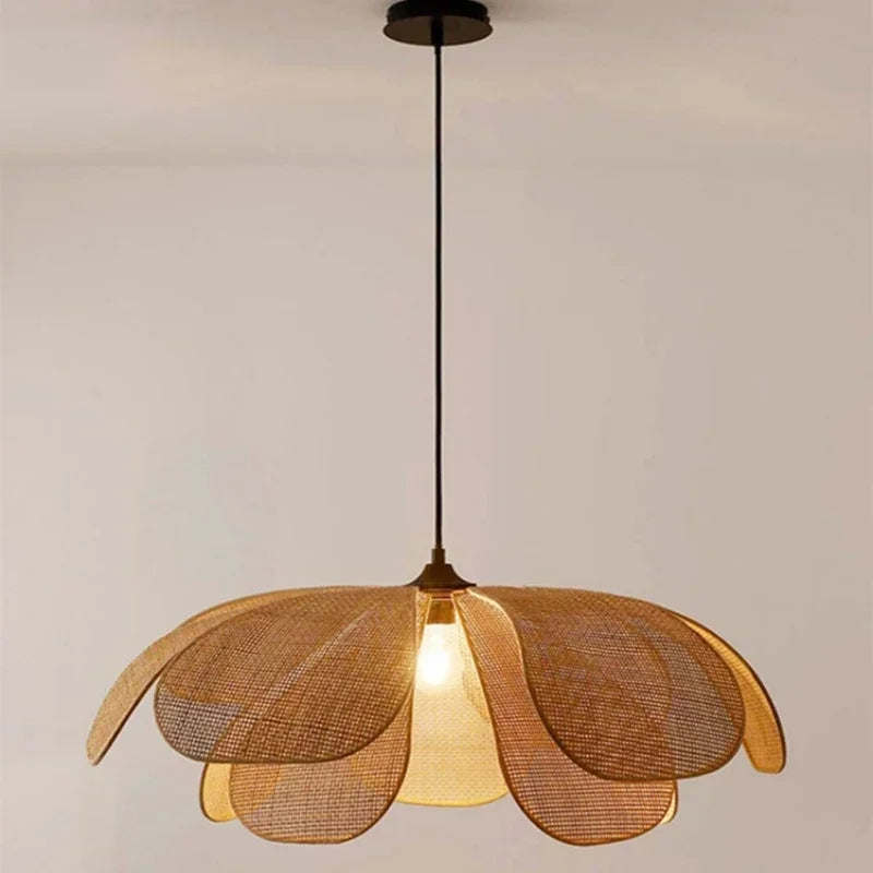 Woven Rattan Petal Chandelier
