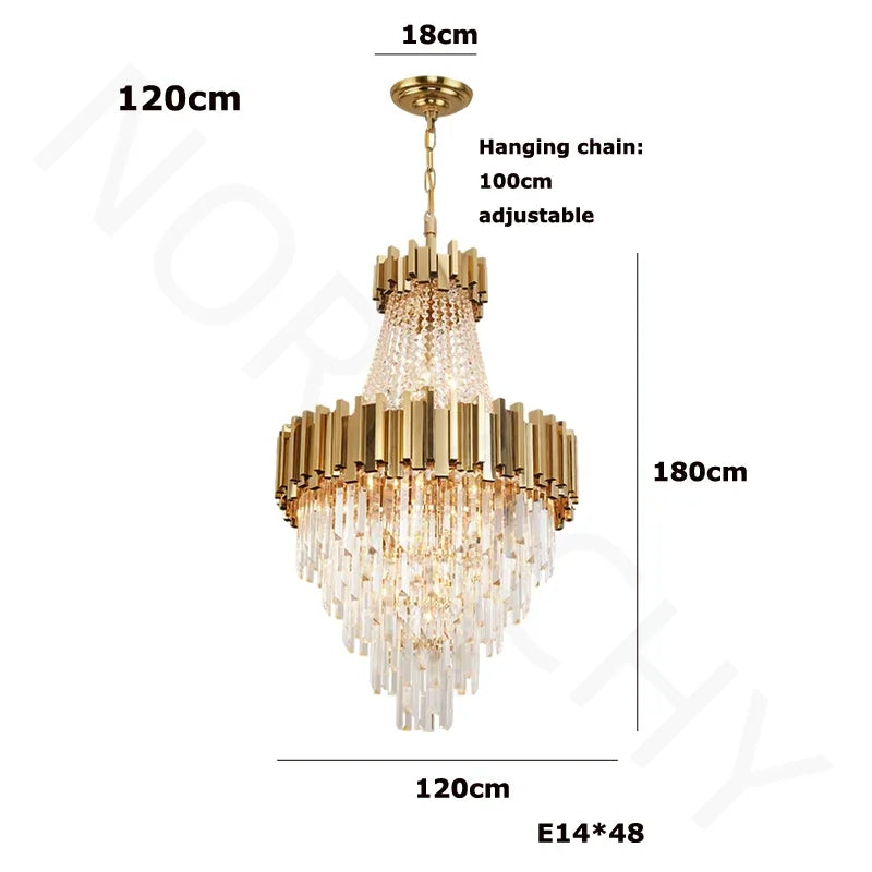 Silver K9 crystal chandelier with dense crystal on an iron frame