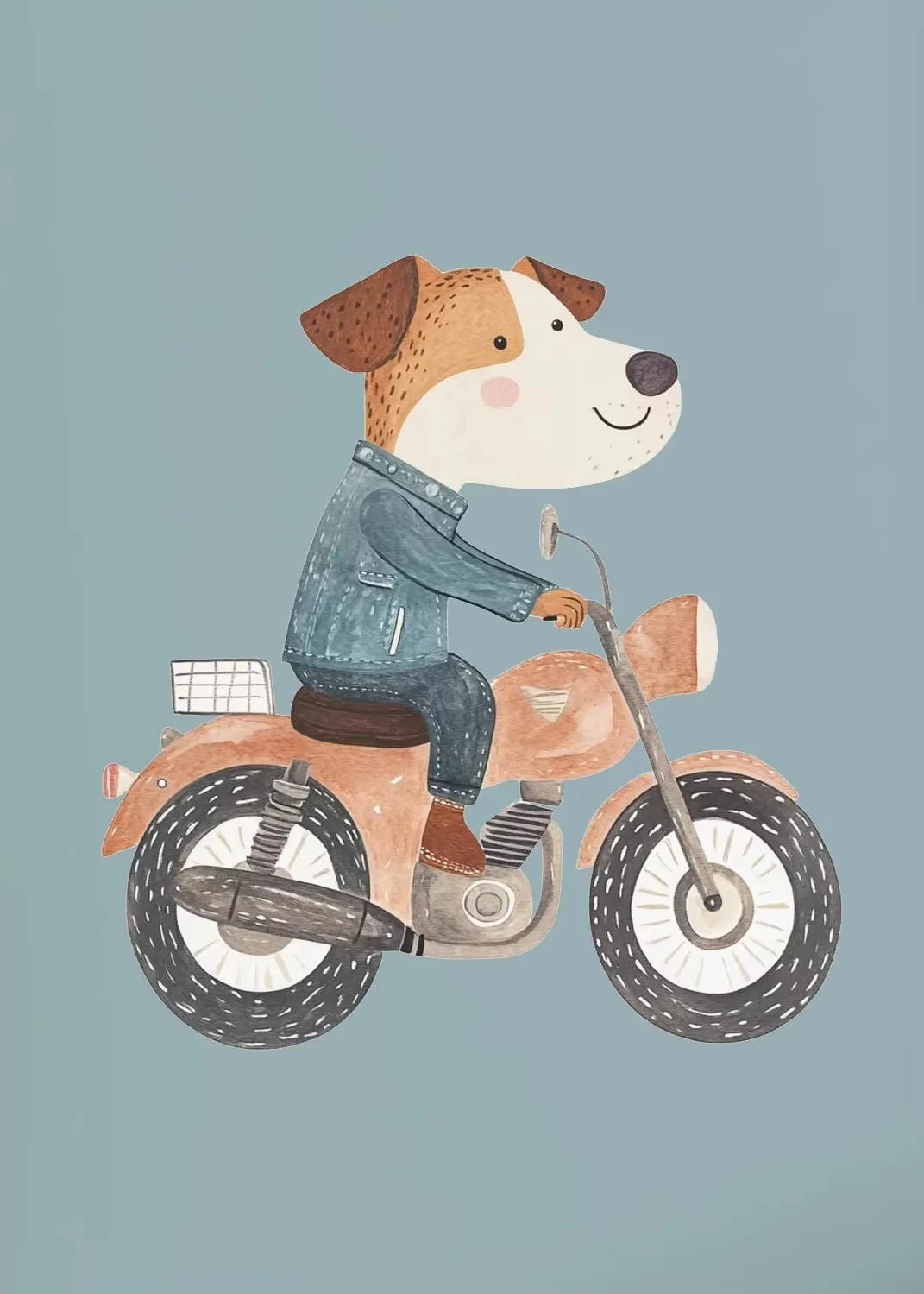 Cute Skateboard Animals Kids Canvas Wall Art Print