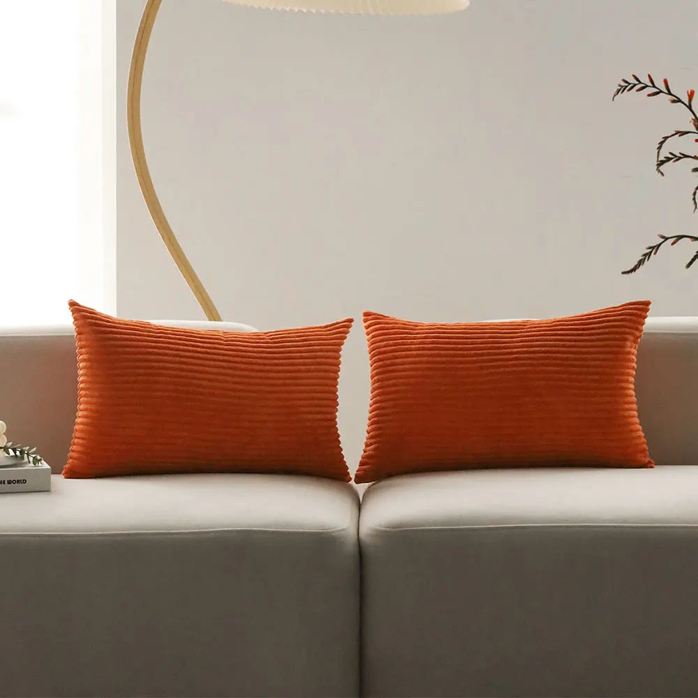 Orange Corduroy Lumbar Pillow Cover — styling detail