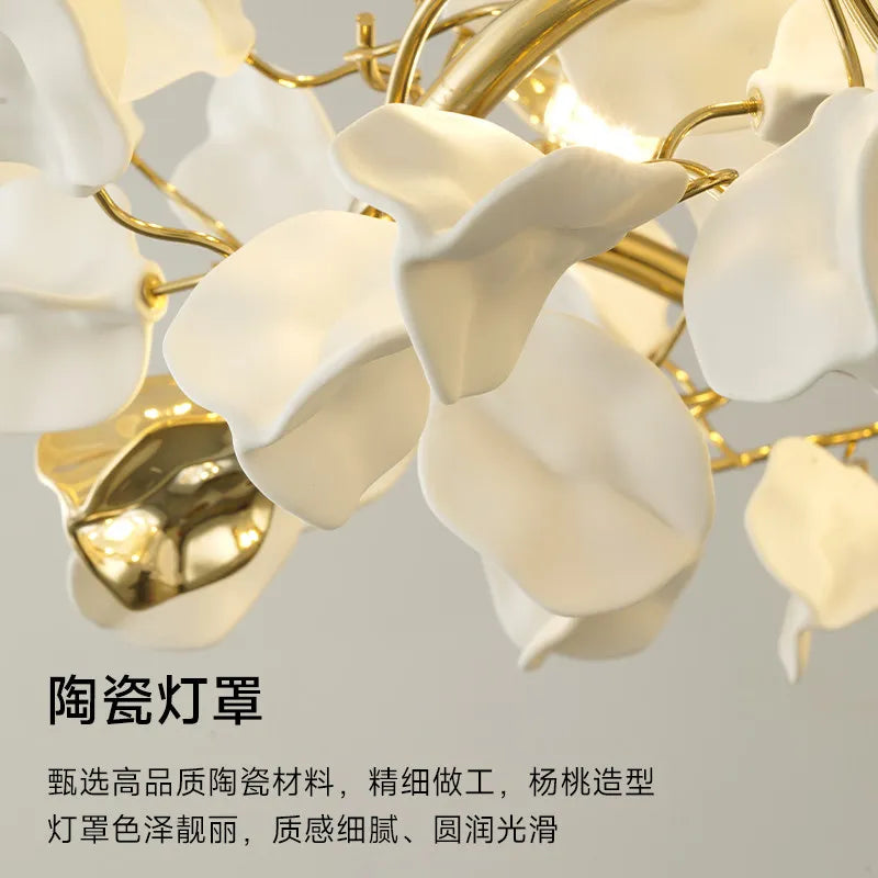 Glass leaf chandelier at 39.4 in across lighting up and down
