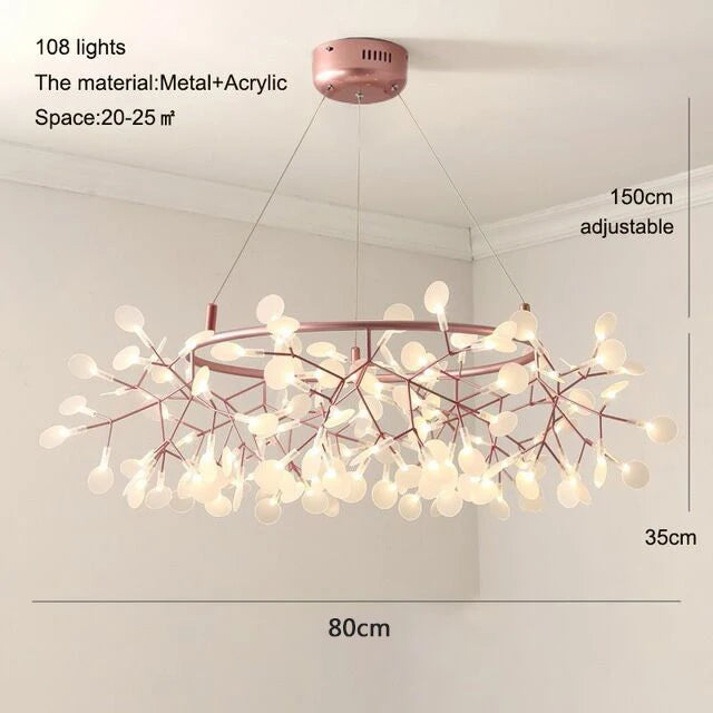 Open metal branch structure chandelier with a 59.1 in adjustable cable