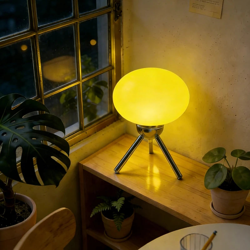 Bauhaus mushroom lamp red and green variants side by side comparison