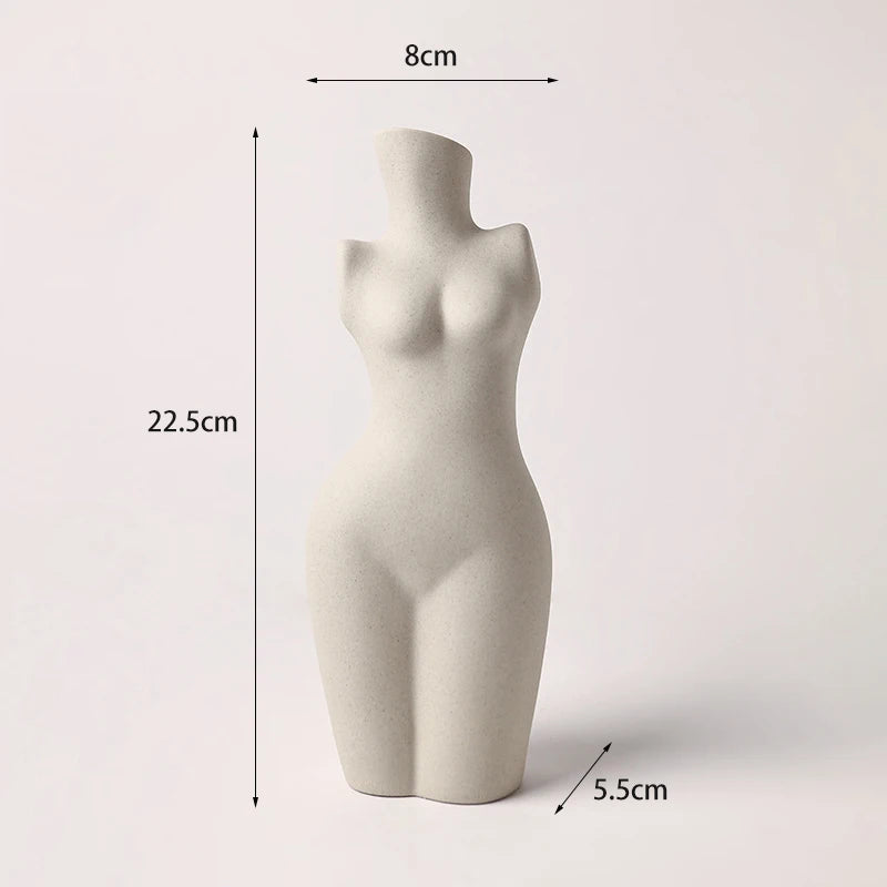 Human body sculpture ceramic art vase white primitive embryo form