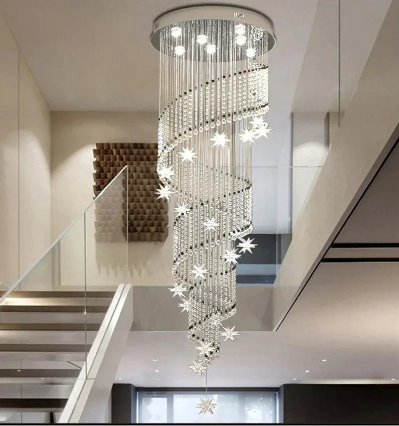 Crystal chandelier, 15.7 in across and 47.2 in long, for a bedroom