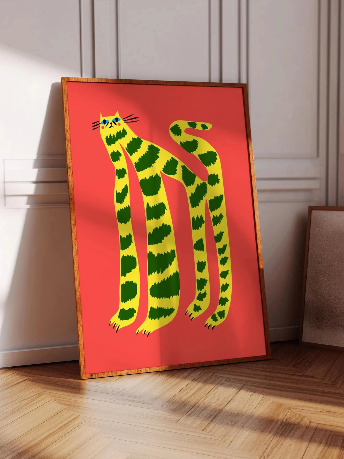 Abstract Whimsical Cat Canvas Wall Art Print