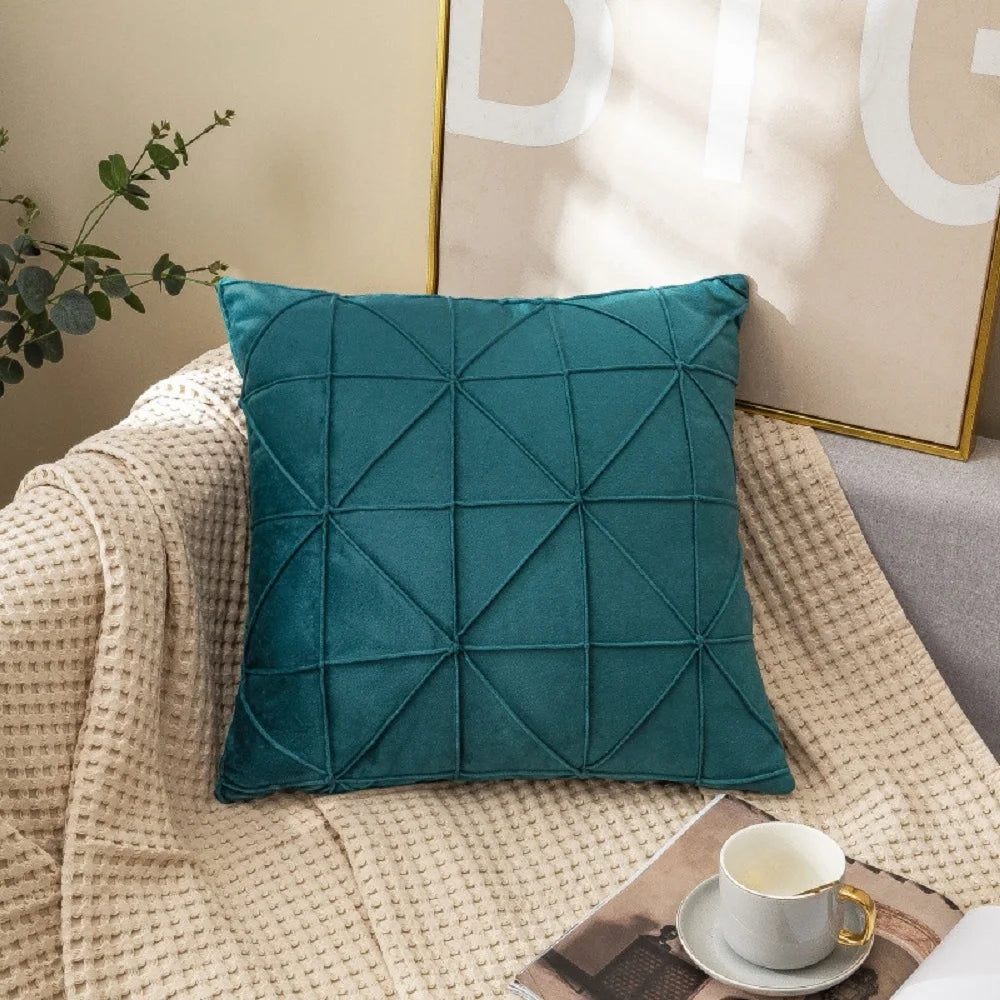 Checkered Velvet Throw Pillow Cover