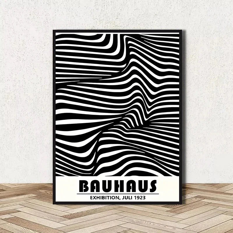 Abstract Bauhaus Geometric Line Art Canvas Wall Art