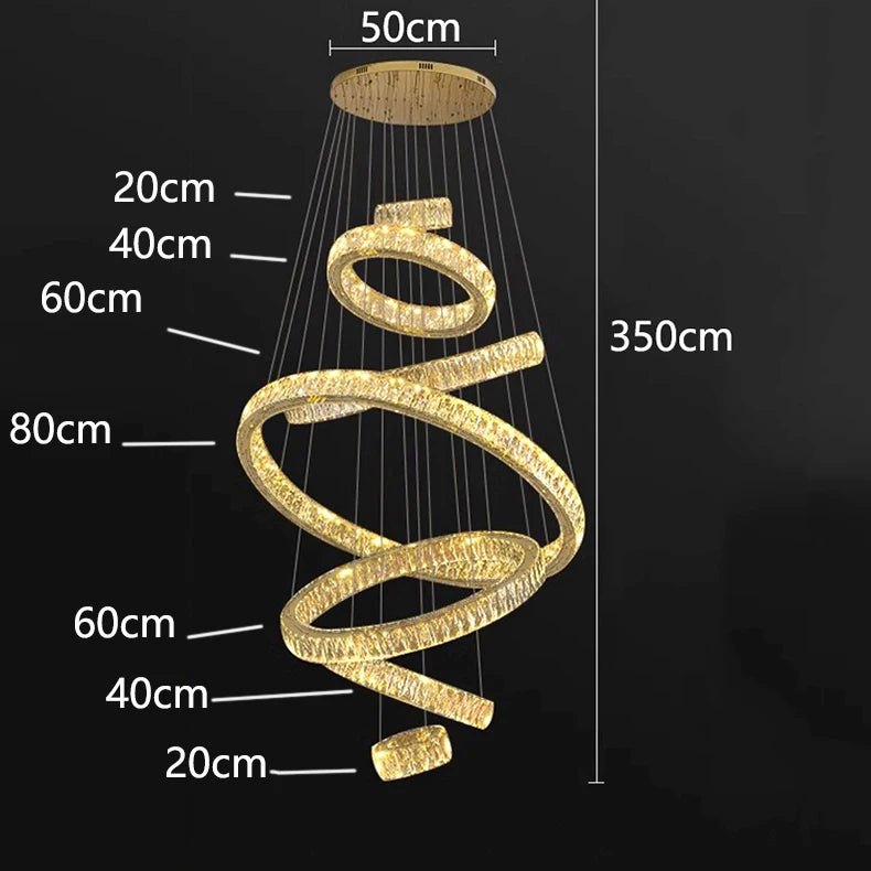 Nine ring crystal chandelier in a gold iron finish for an entry