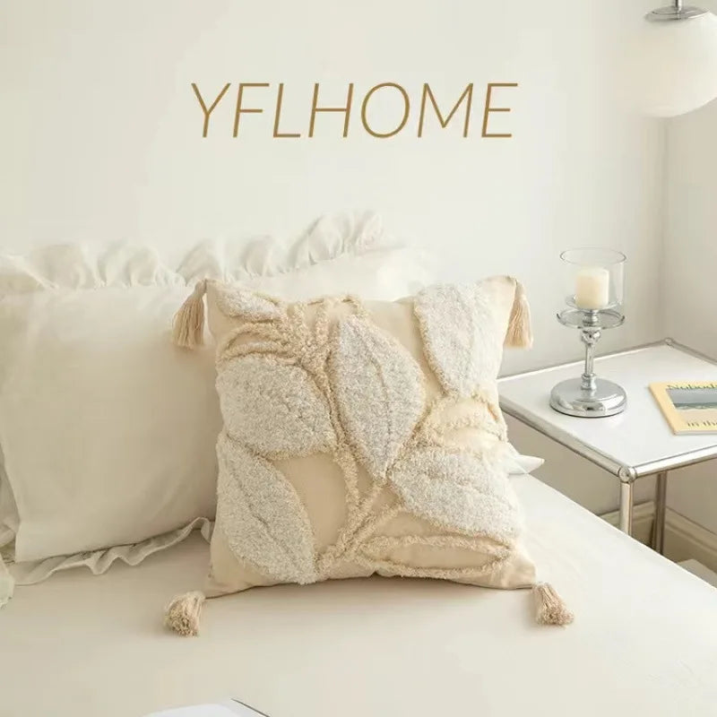 Bohemian Embroidered Tassel Pillow Cover — styling detail