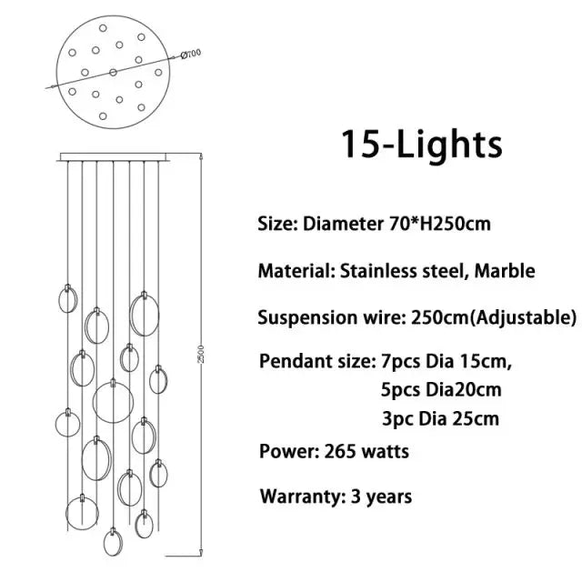 Marble Multi Rod Pendant Light