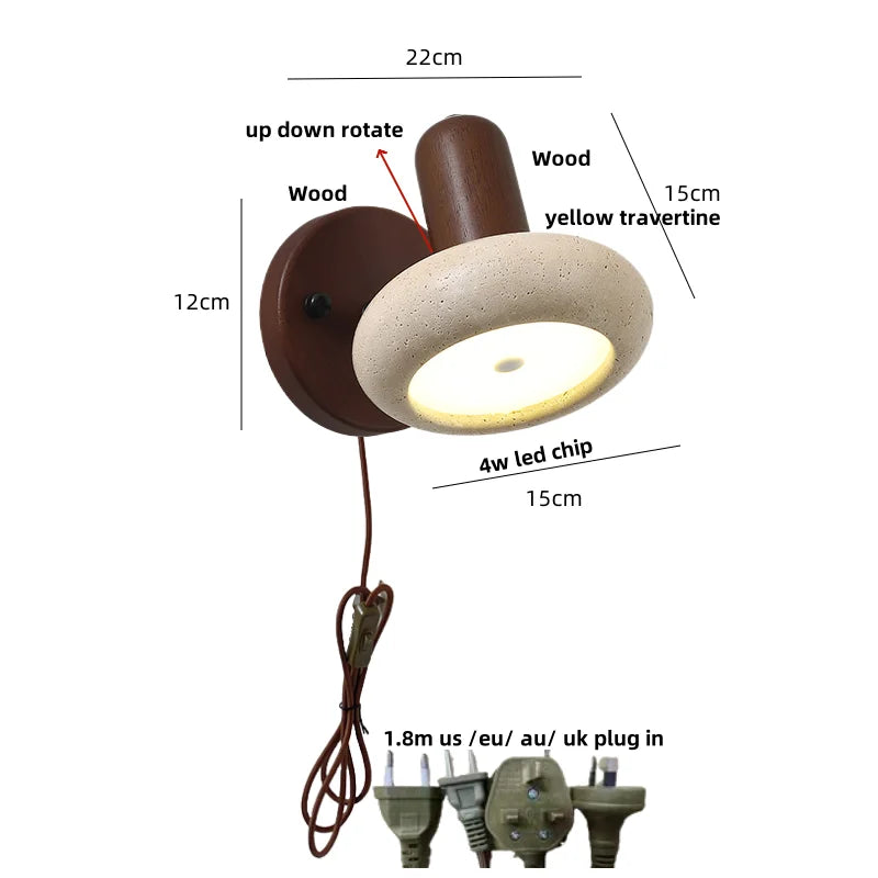 Vintage Travertine Pull Chain Wall Sconce