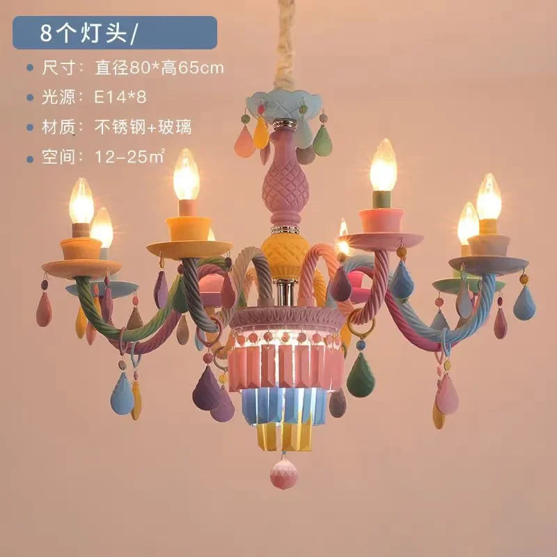 Twelve light macaron colorful glass chandelier in polished steel