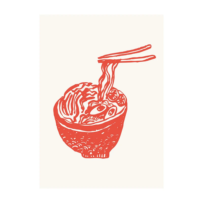 Trendy Kitchen Pizza Sushi Minimalist Canvas Wall Art