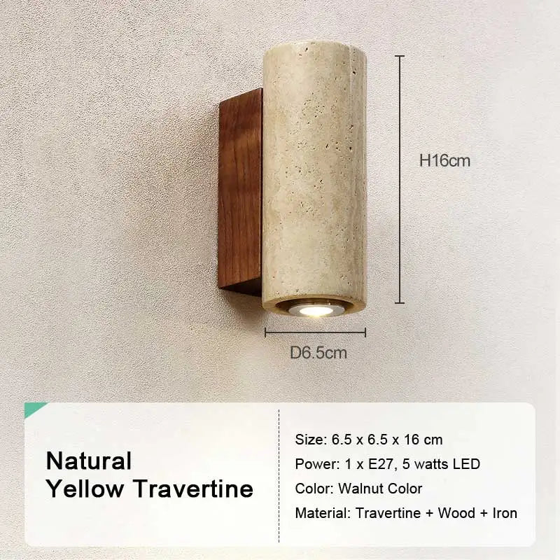 LED Travertine Stone Wall Sconce