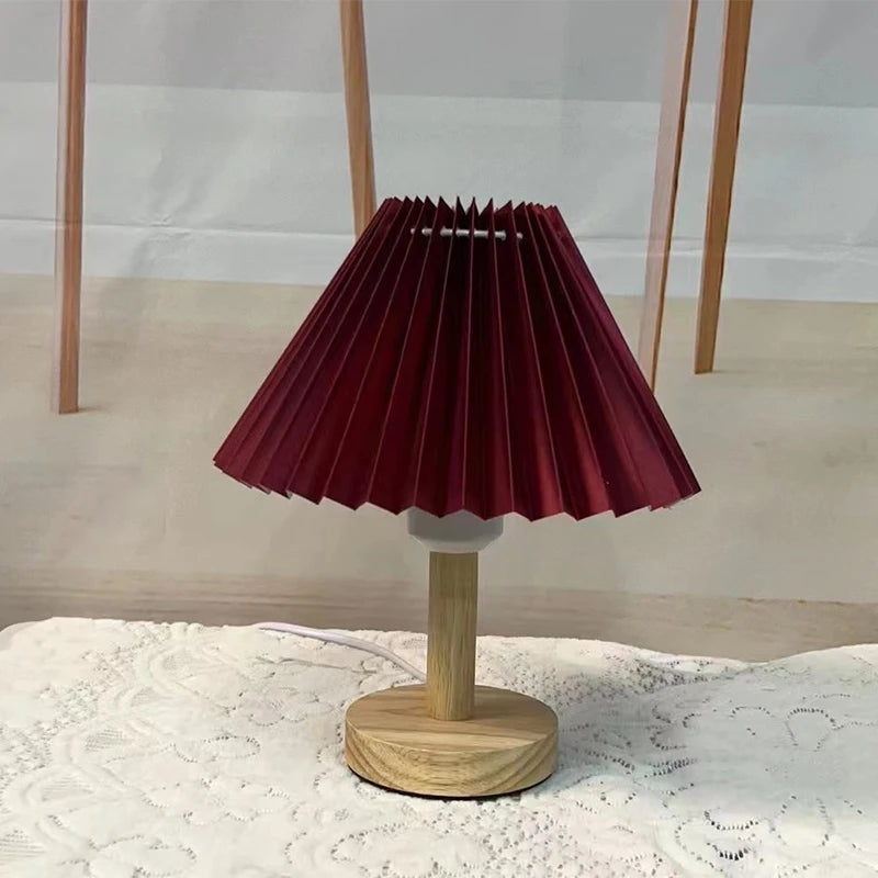 White pleated table lamp 3 colour light modes all settings