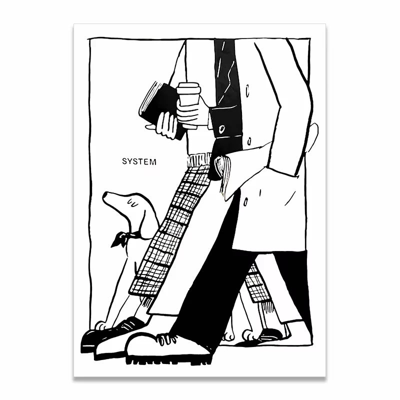 Korean Minimalist Anime Couple Canvas Wall Art