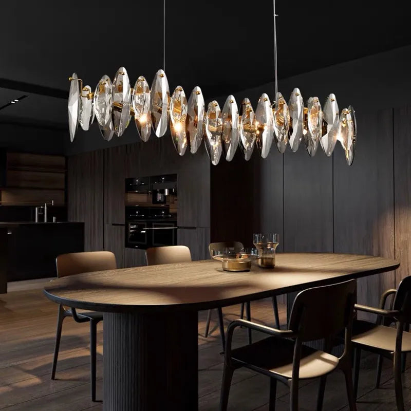 Crystal chandelier at 39.4 in diameter with warm white light output