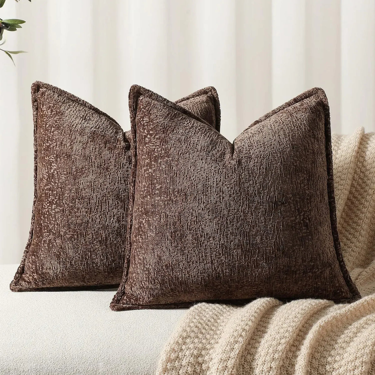 Solid Chenille Throw Pillow Cover — styling detail