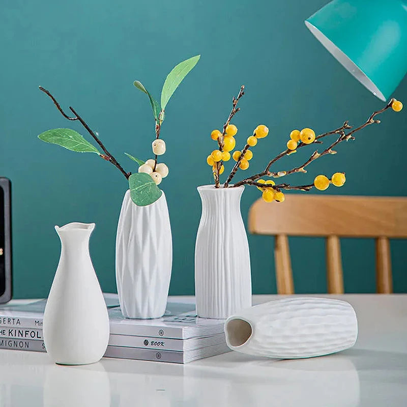 Nordic ceramic bottle vase in minimalist living room
