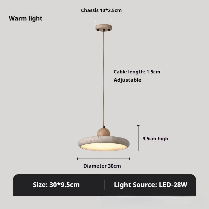 Natural travertine chandelier with three colour light option, 90 to 260V