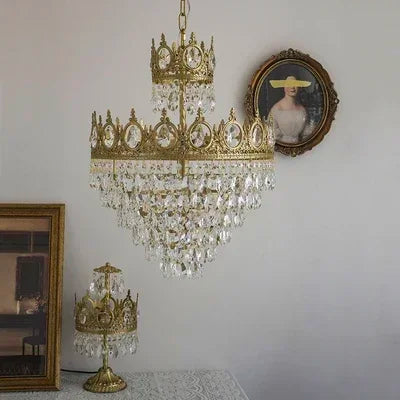 Second crown crystal wall lamp design in brushed gold iron