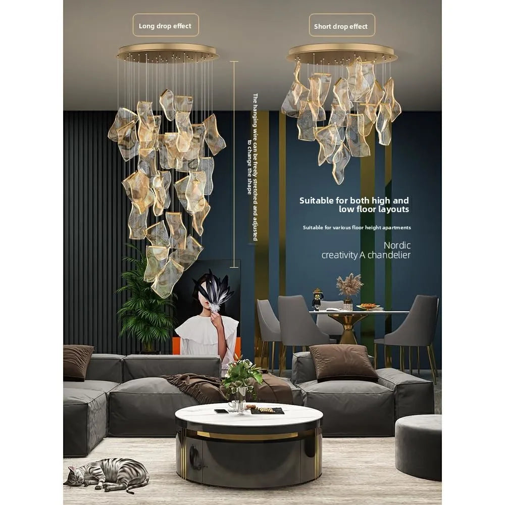 Six head streamer chandelier for a bedroom or a study ceiling