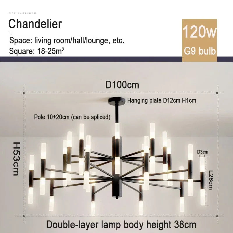 Geometric metal chandelier rated for 90 to 260V household supply
