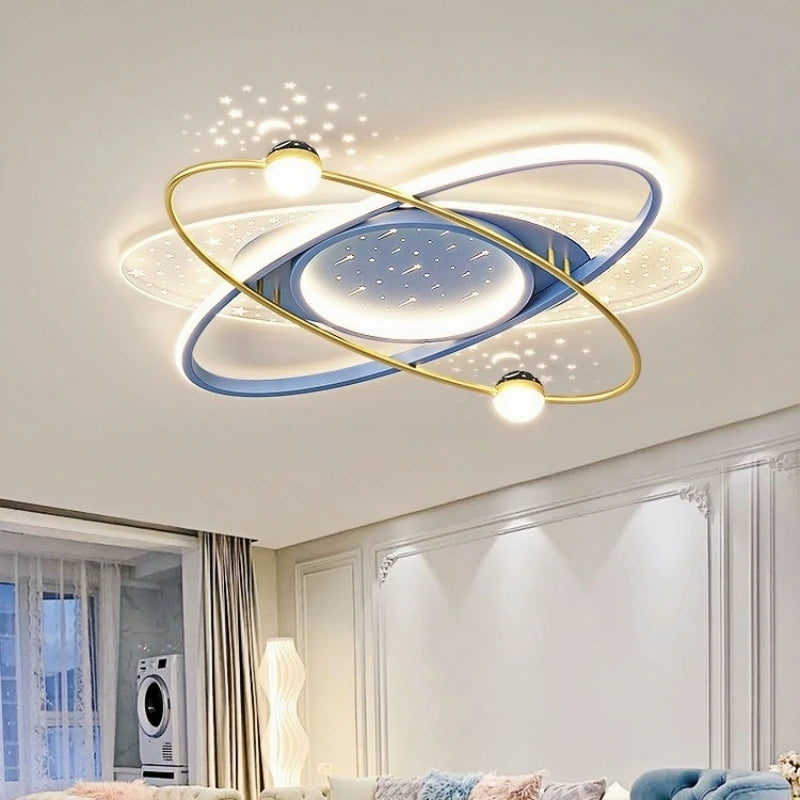 Grey plated starry chandelier, 30.7 inches across, for a nursery ceiling