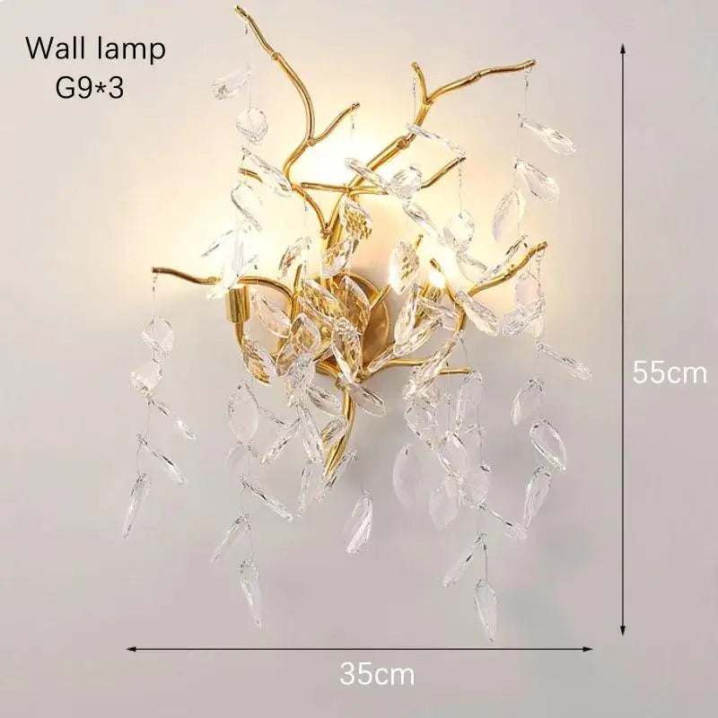 Branch crystal chandelier with up and down light and knob switch