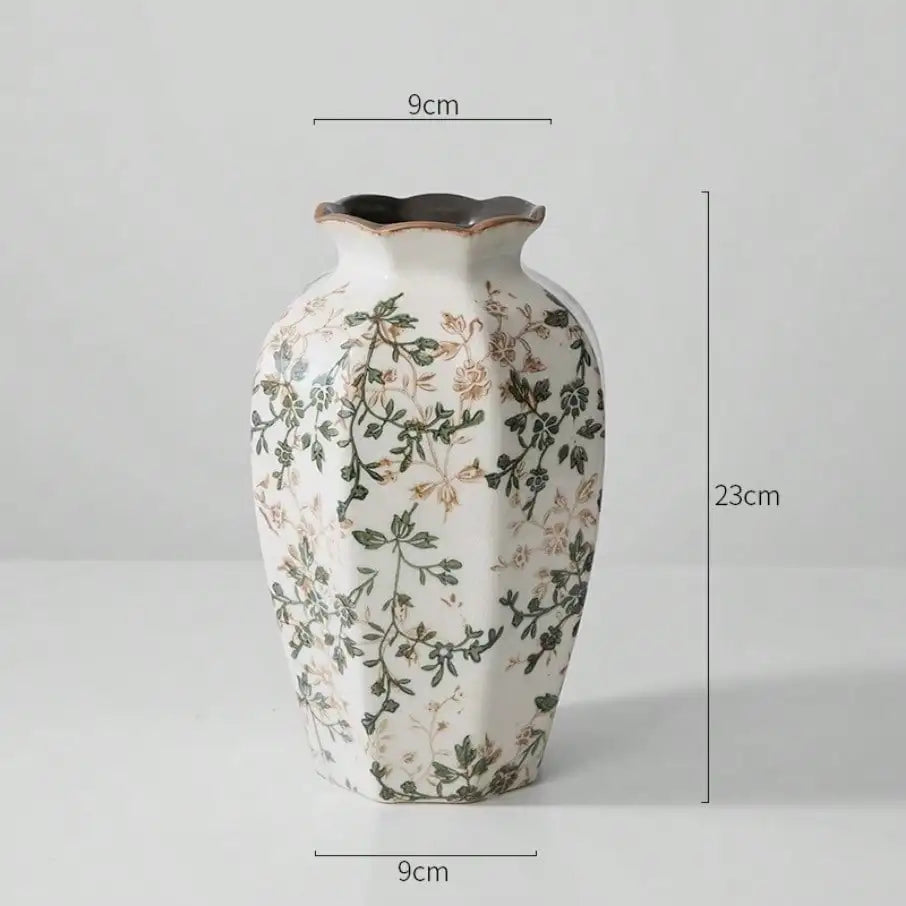 Ice cracked ceramic vase antique blue Zen style for dried flowers