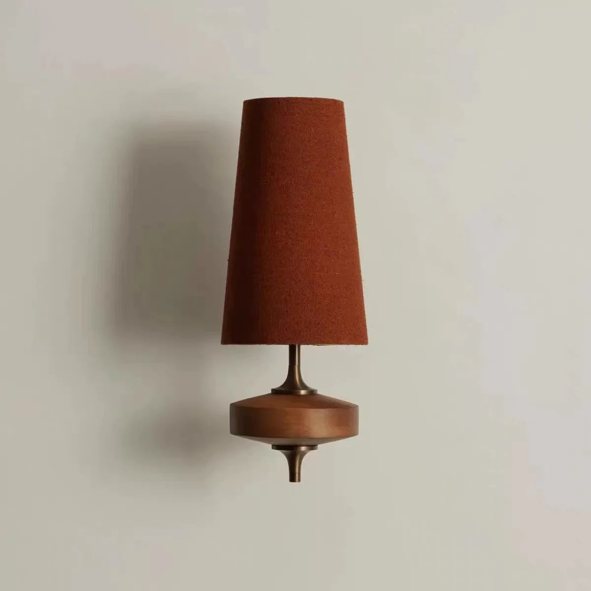 fabric shade wall sconce, side profile showing mounting depth