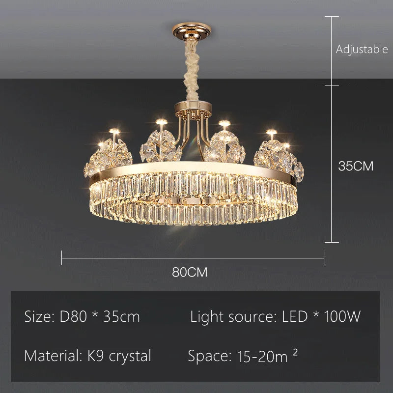 Cord pendant tiered crystal chandelier with an iron canopy plate