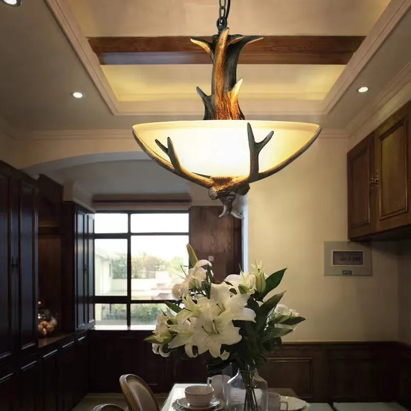 Resin Deer Antler Pendant Light