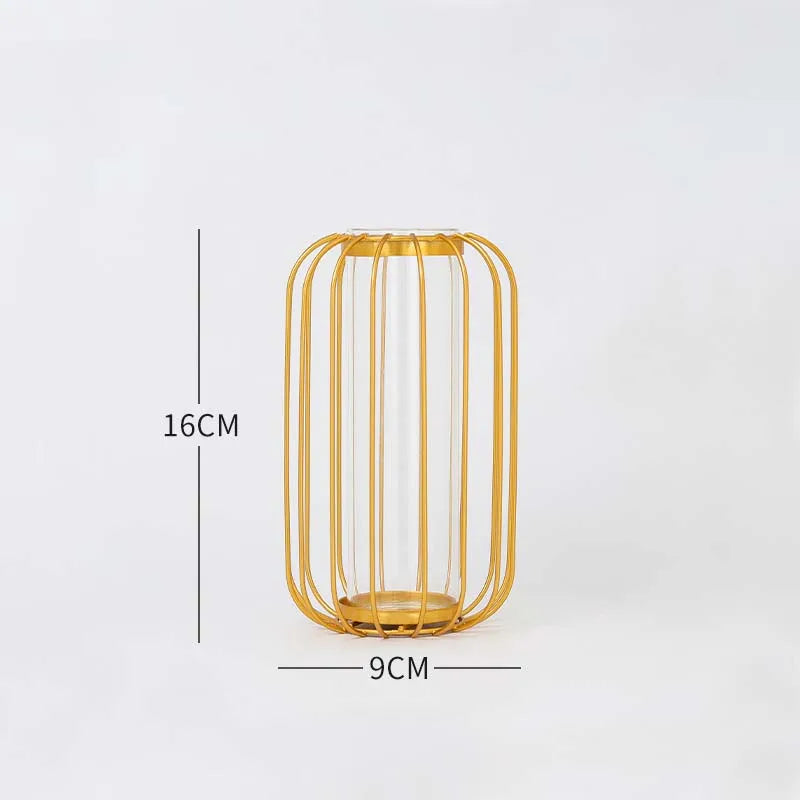 Nordic iron hanging tube vase rose gold office tabletop décor