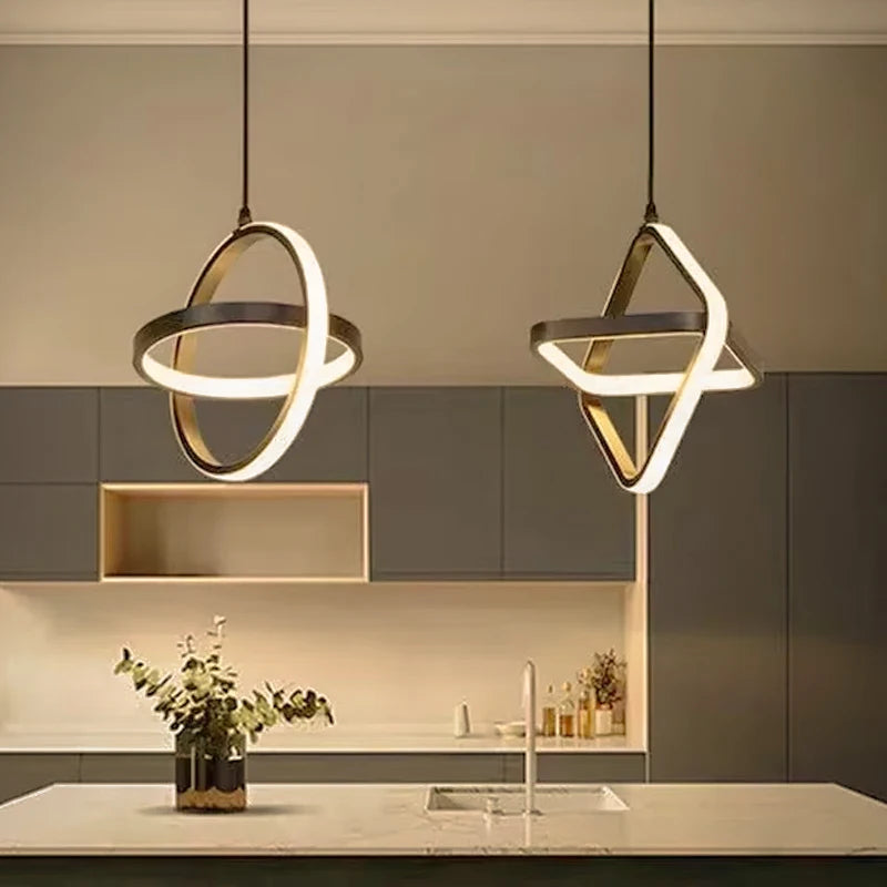 Square white disc chandelier set to cool white light output