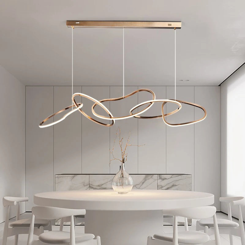 Black acrylic ring chandelier in a three ring 80 centimetre configuration