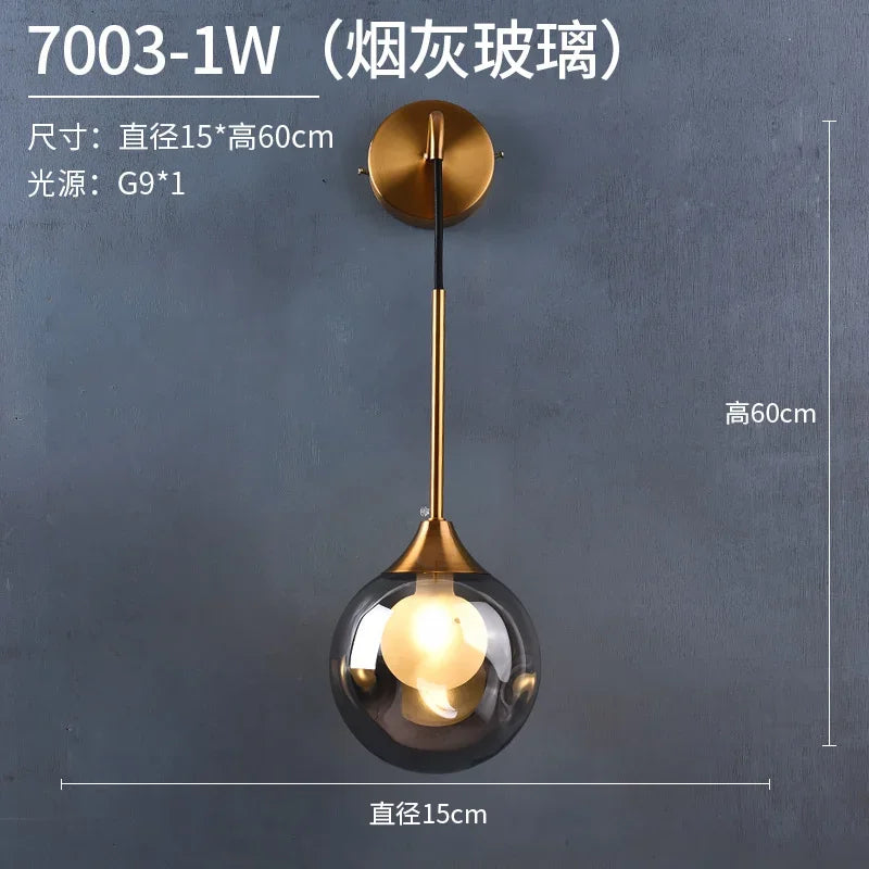 Modern Gold Glass Ball Wall Sconce