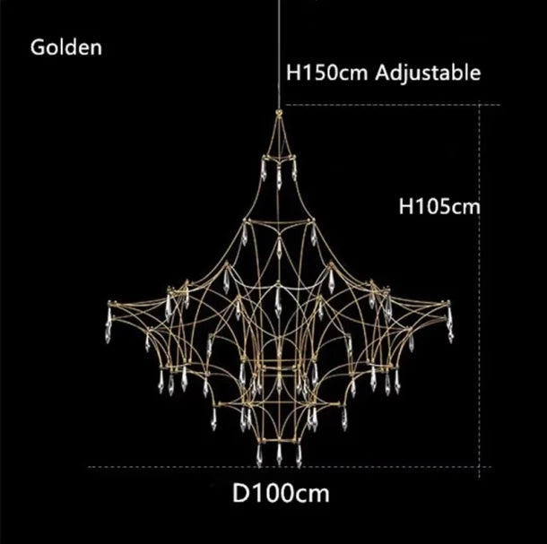 Plated stainless steel chandelier with knob switch and 90 to 260V operation