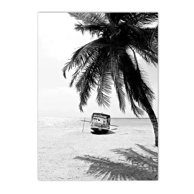 Beach Camper Van Surf Ocean Landscape Canvas Wall Art