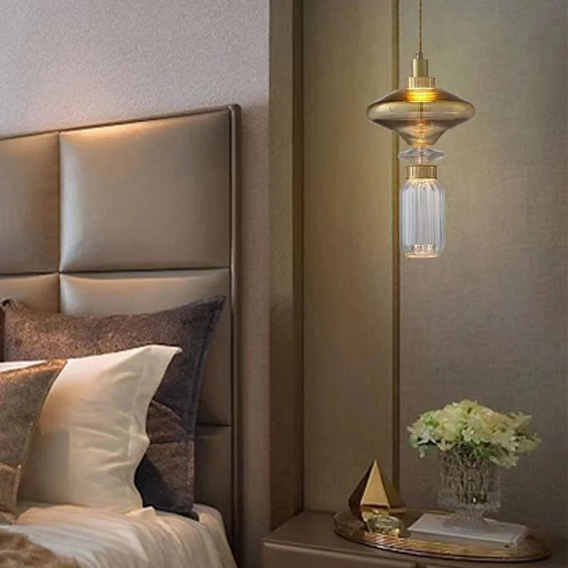 Amber Glass LED Chandelier