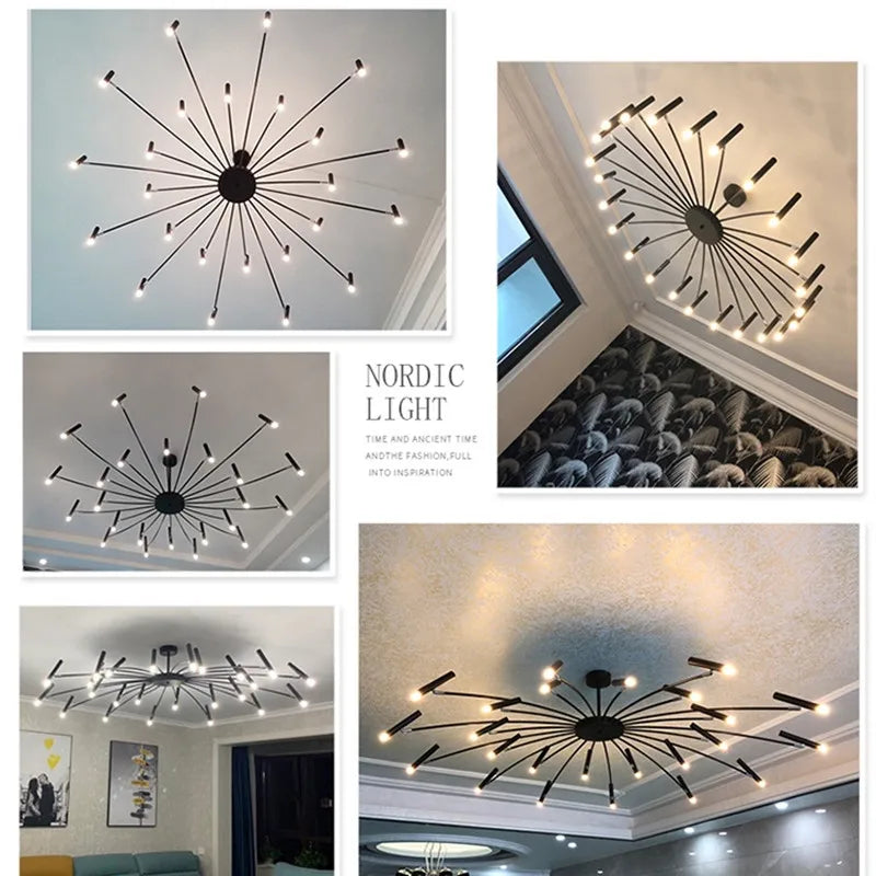 Eighteen head Nordic chandelier in white with trichromatic LED light