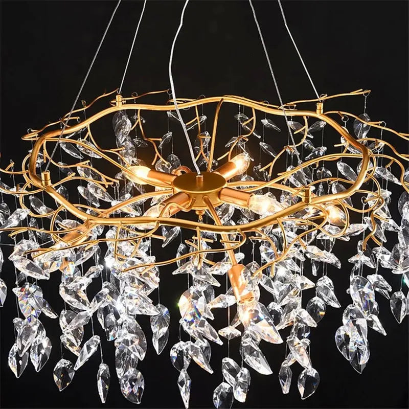 Eight head crystal chandelier profile A on wrought iron arms
