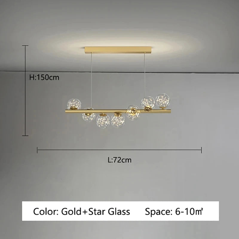 Modern bubble chandelier with white light option and painted iron framework