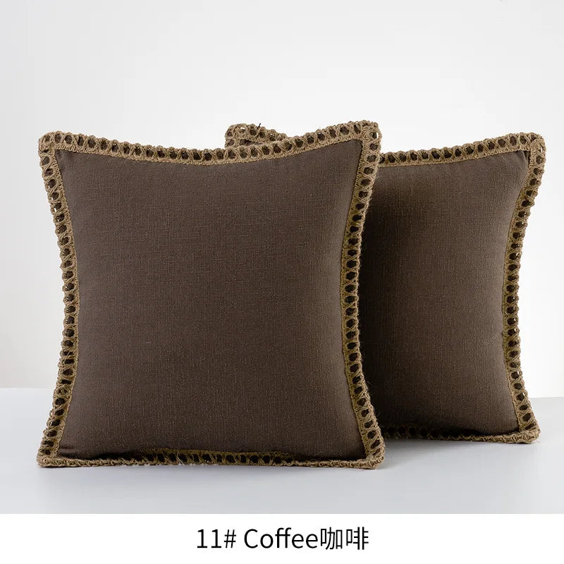 Burlap Linen Farmhouse Pillow Cover — styling detail